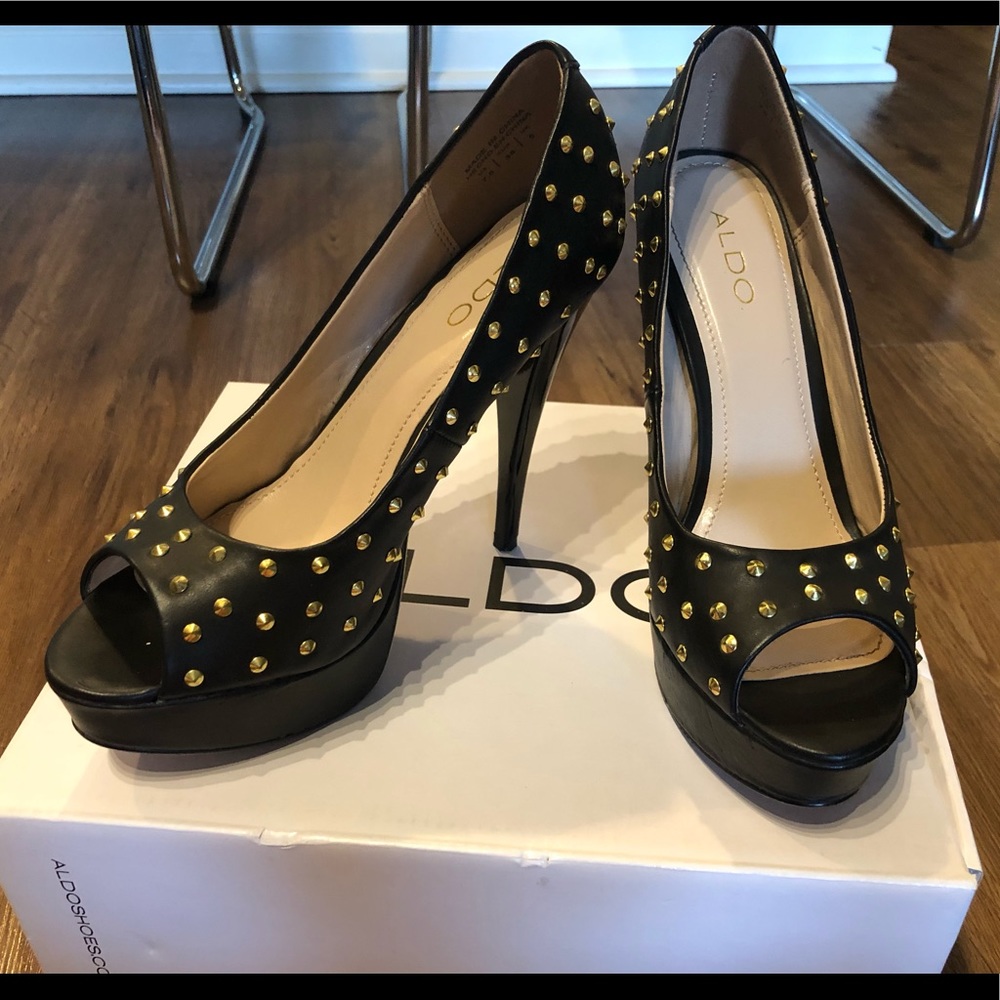 Aldo Black Studded Heels